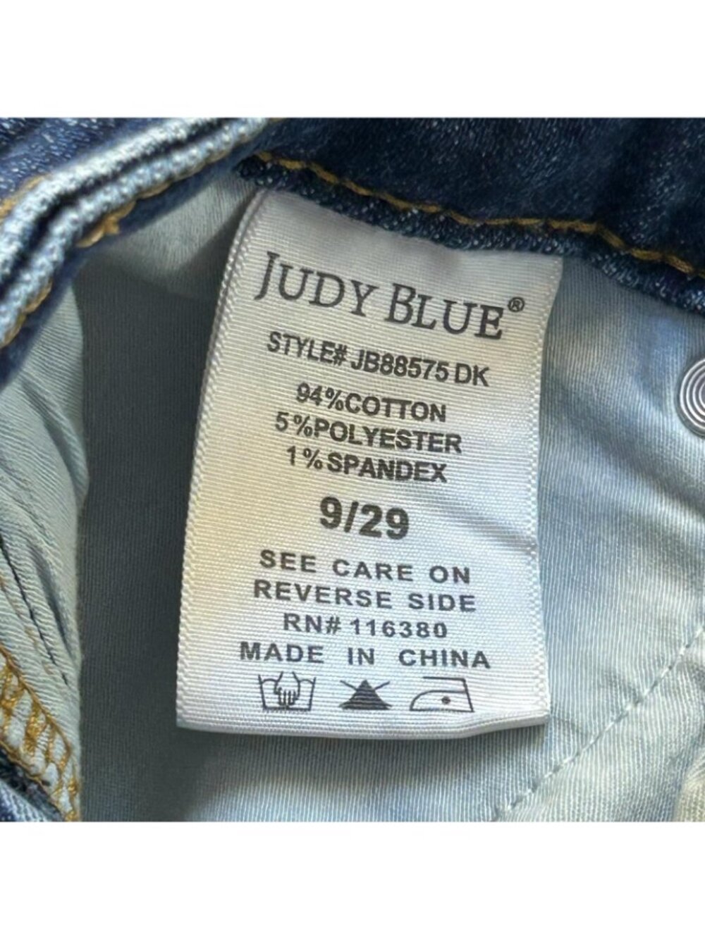 Judy Blue Straight Jeans Womens 9/29 Dark Wash Tummy Control Stretch Denim 88575 - Picture 7 of 13